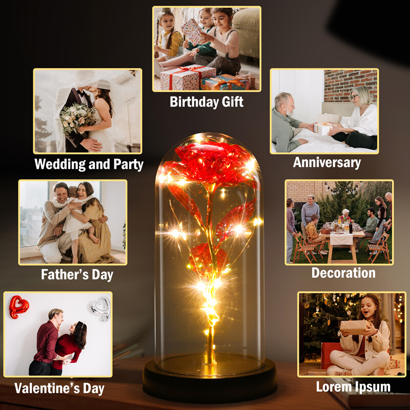 Rose In Glass Dome Forever Galaxy Eternal LED Flower Light Valentine's Day Gift gallery