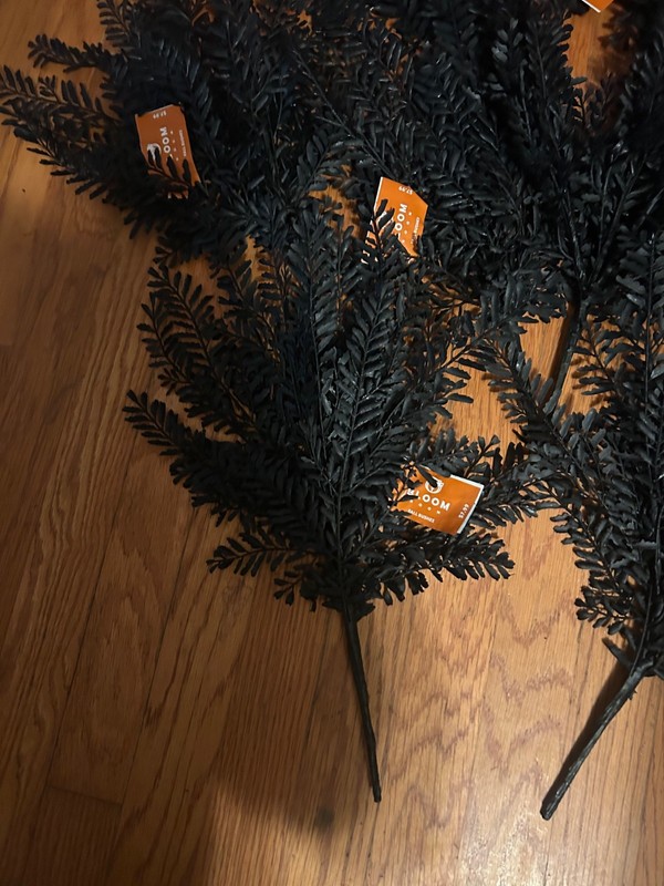 NWT (10) Bloom Room Fall Bushes Black Fern Bush Artificial Foliage Halloween gallery