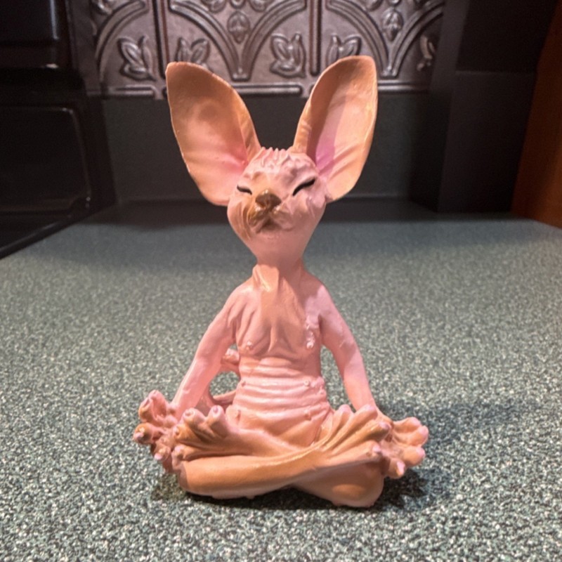 Pink Animal Figurine Sculpture Whimsical Meditation Decor Free Standing