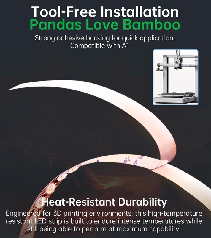 LED Light Strip Upgrade Kit for Bambu Lab A1 3D Printer - Panda Lux Compatible gallery