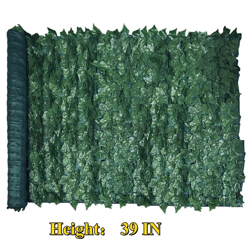39in Artificial Faux Ivy Leaf Privacy Fence Screen Roll Home Yard Decor Hedge