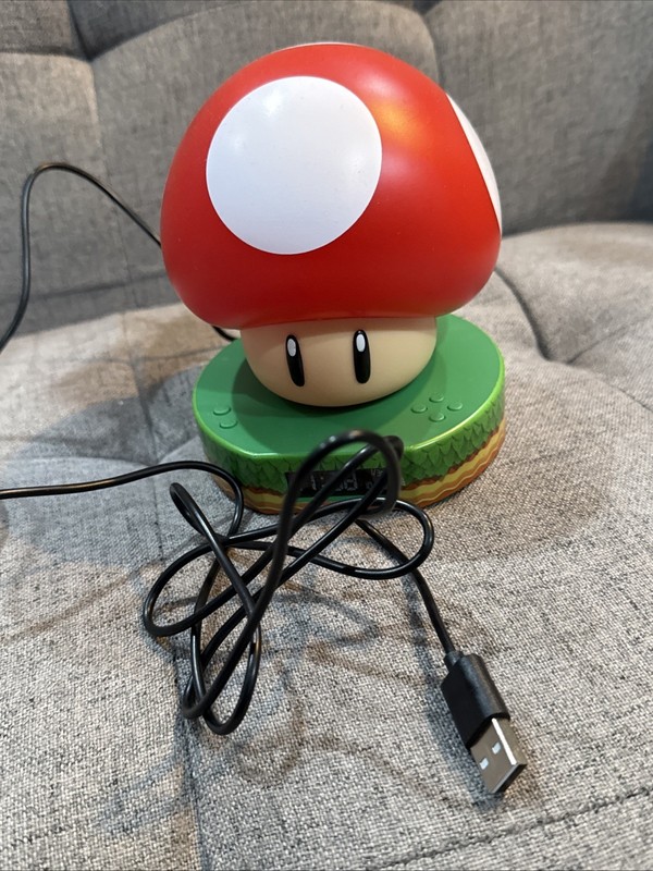 Super Mario Mushroom Digital Alarm Clock and Mood Light with USB Cable