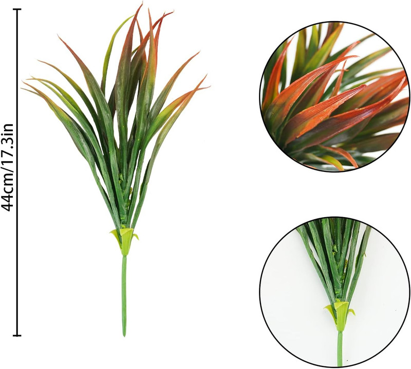 6Pcs Artificial Grass Fake Plants 17.3in Outdoor Plastic Plants UV Resistant gallery