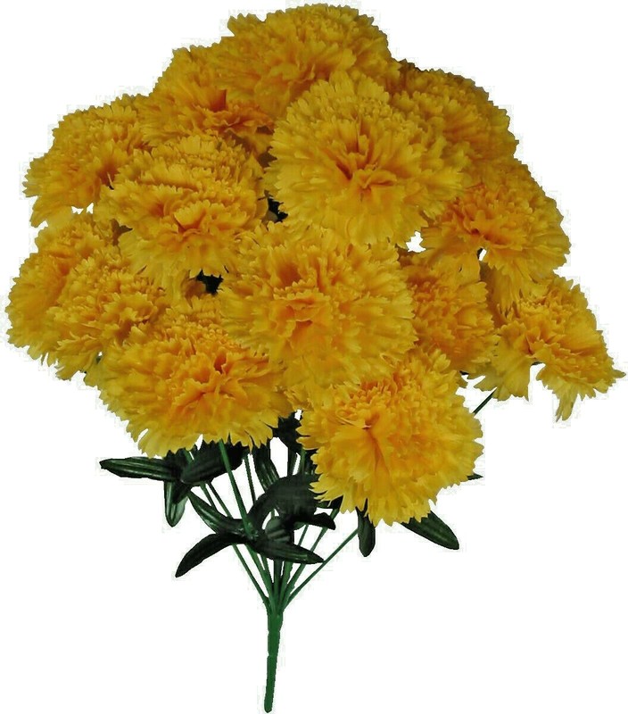 Yellow Carnation 14-Bloom 21″ Bush Silk Flower Home Outdoors Decors Crafts US