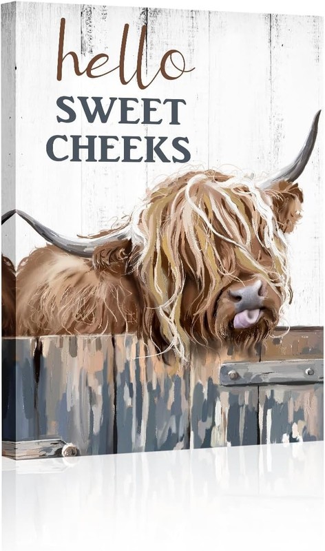Rustic Highland Cow Wall Art – Waterproof Canvas Print for Cozy Interiors 8”x12” gallery