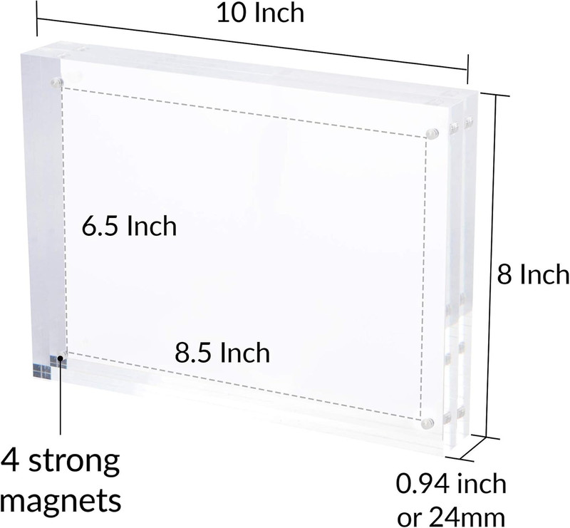 Magnetic Acrylic Picture Photo Frame 8X10 Inches 24Mm Thick with UV Pr gallery