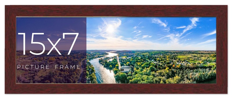 15×7 Frame Brown Solid Wood Picture Frame Width 0.75 Inches | Interior Frame Dep