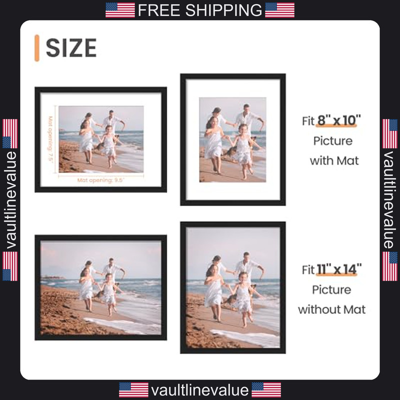 upsimples 11x14 Picture Frame, Display Pictures 8x10 with Mat or 11x14 Without gallery