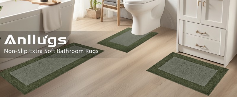 Bathroom Rugs 30" x 60", Non-Slip Extra Soft Absorbent Bath Rugs, Machine gallery