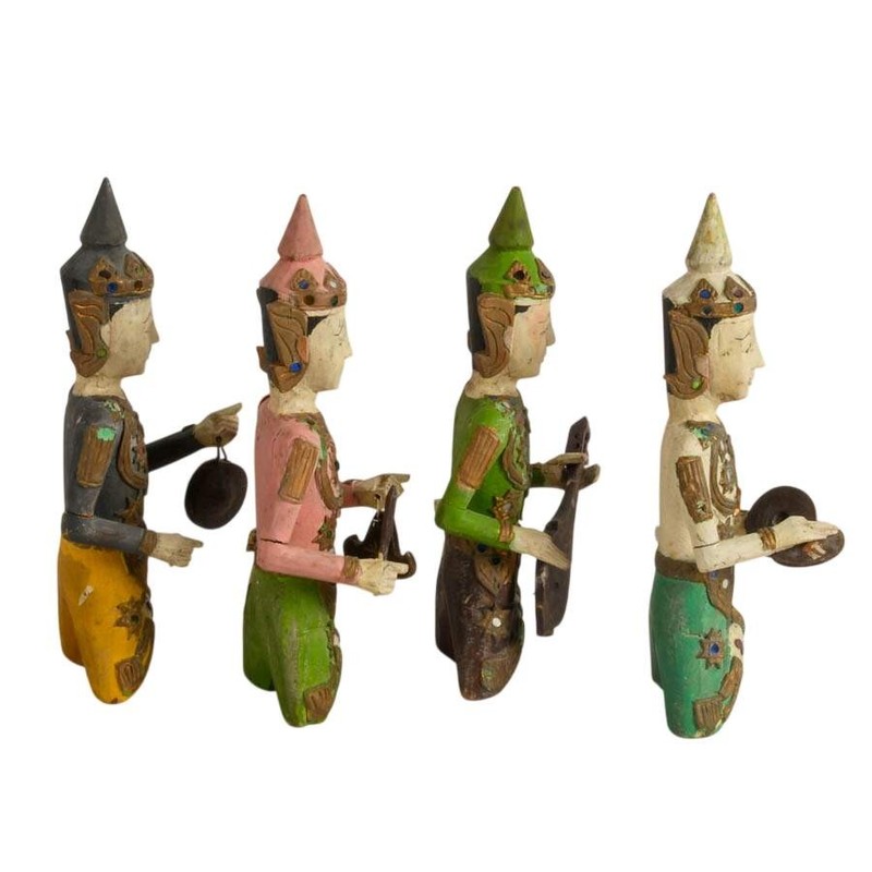 Antique Burmese Wooden Musician Figurines gallery