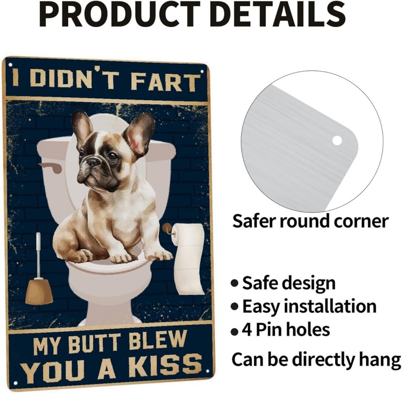 Tin Metal Signs Bulldog i Didn't Fart my Butt Blew You a kiss Vintage Aluminum gallery