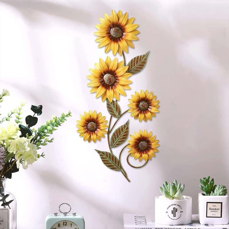 Metal Sunflower Wall Decorations Garden Wall Art Outdoor Indoors Floral Decor TL gallery