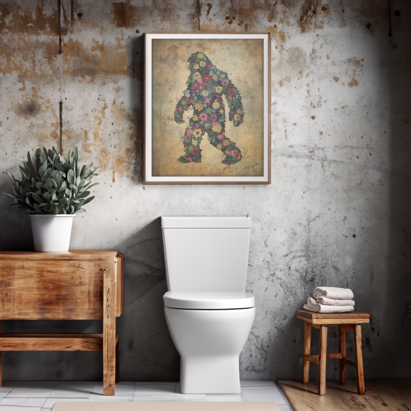Vintage Sasquatch Flowers Wall Art, Bigfoot Floral Poster, Botanical Yeti Decor gallery