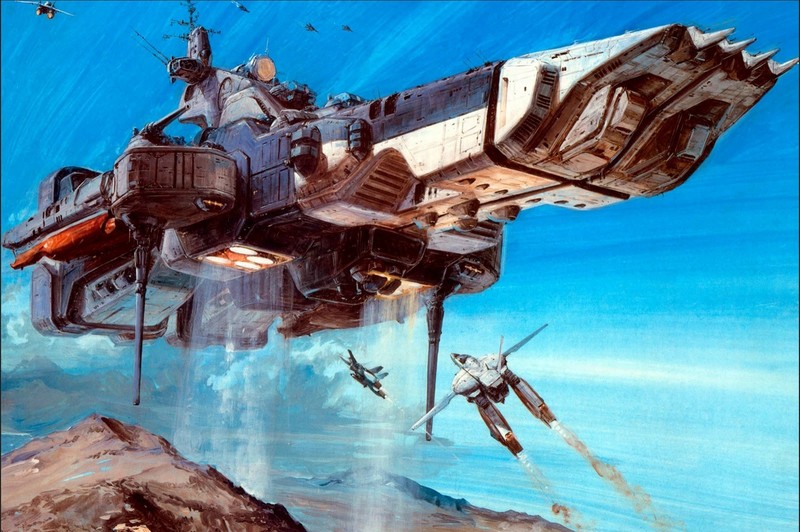 Macross Robotech SDF1 Taking Off Poster print 14″x20″