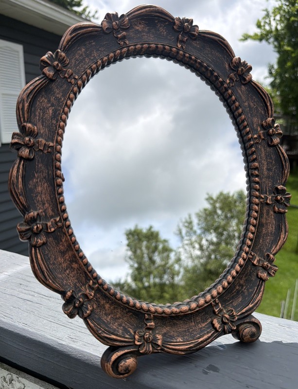Vintage 1943 Dart Industries Coppercraft Guild Oval Vanity Table Mirror 13” MCM