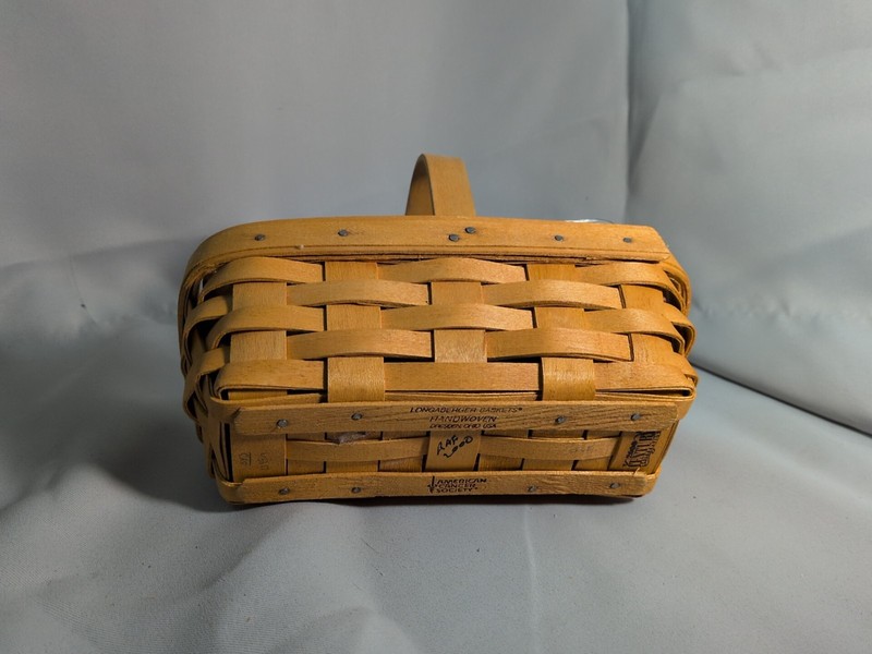 Longaberger 2000 Century Celebration small basket w/ floral lining and protector gallery