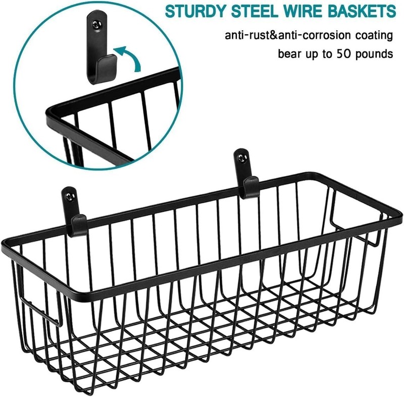 Farmhouse Small Hanging Wall Baskets, 3 Pack – Organizer for Kitchen & Bathroom gallery