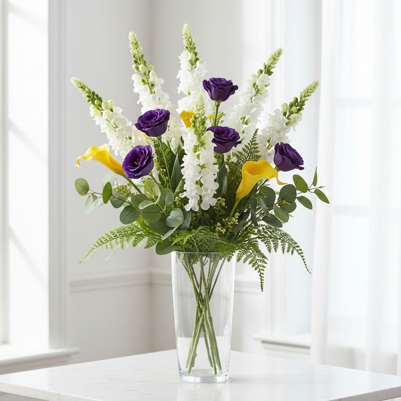 Artificial White Snapdragon Stems Set of 2 Tall Faux Flowers Centerpiece Decor gallery