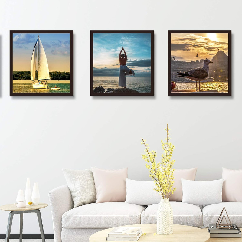 20x20 Black Solid Wood Frames with Mat, 16x16, 3 Pack gallery