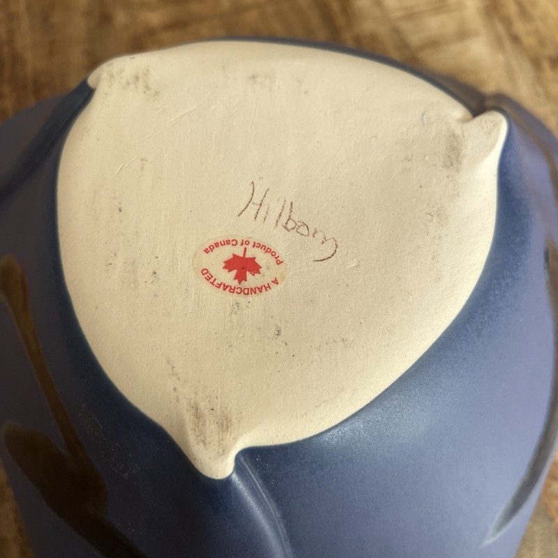 Hilborn Canadian Pottery Ceramic Matte Purple Blue Center Piece Bowl Modern Art gallery
