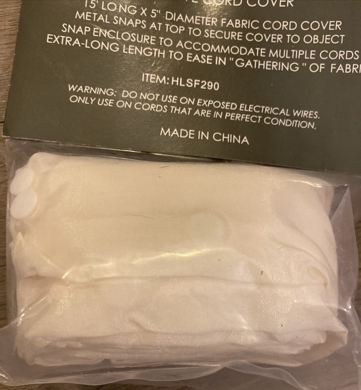 Cord Cover Decorative Off White New in sealed pkg. 15 ft x 5” diameter gallery