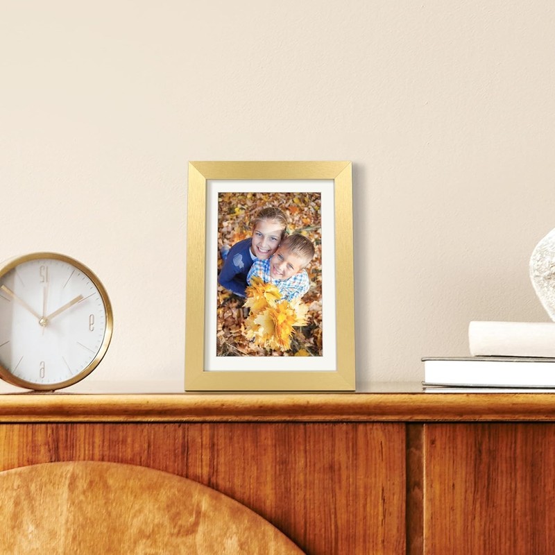Sturdy Gold 5x7 Frame for Vertical or Horizontal Hanging - Home Decor Must-Have gallery
