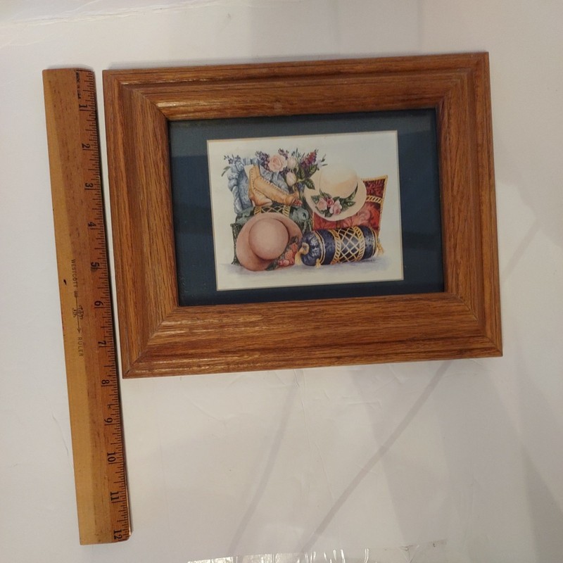 Signed 2- 5 x 7 Thick Vintage Solid Oak Frames Glass Wood Farmhouse Country Wall gallery