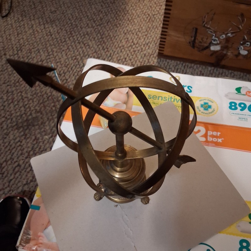 Armillary Sphere Tabletop Decor w/ Base, Gold Metal Antique Style, Free Standing gallery
