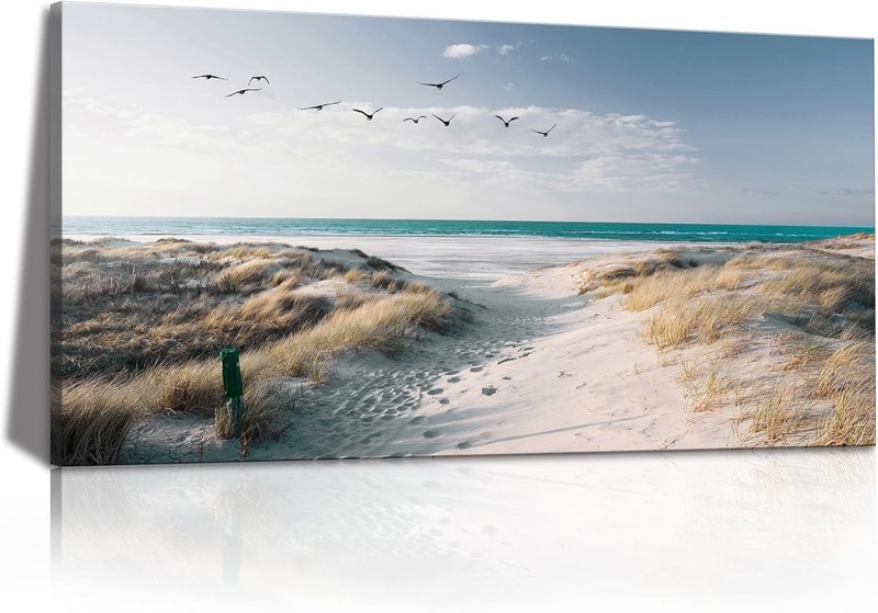 20×40 Ocean Beach Framed Canvas Wall Art KZKU
