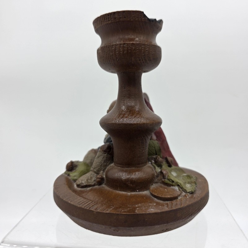 Vintage Tom Clark Gnome Candlestick Holder Brown Rustic Fantasy Decor FLAW gallery