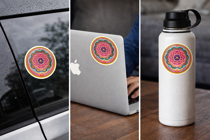 🌈Psychedelic Flower Vinyl Sticker Deadhead Hippie Mandala Decal gallery