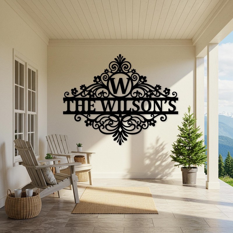 Custom Last Name Metal Sign Personalized Family Monogram Patio Outdoor Art Decor gallery