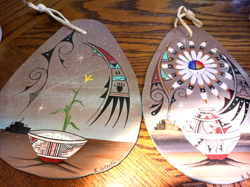 Slate Hanging Plaques With Native American Designs 8”