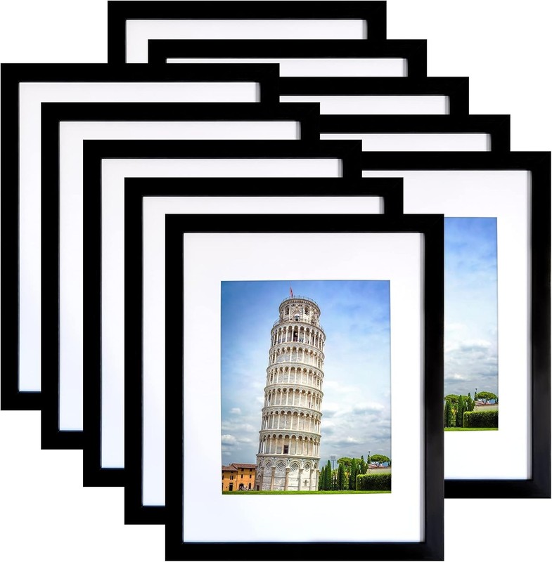 11X14 Picture Frame Set of 10, Display Pictures 8X10 with Mat or 11X14 Prints wi