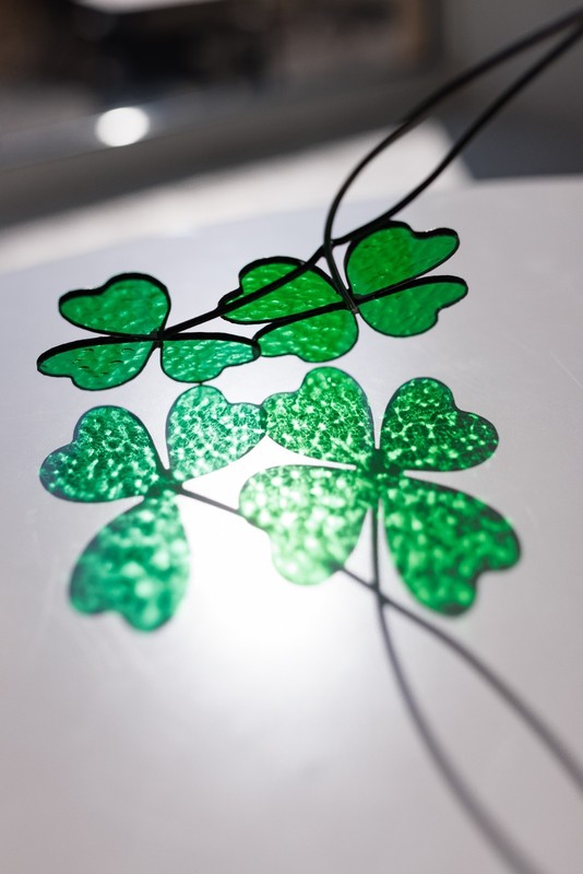 Stained Glass 4 Leaf Clover Suncatcher - Lucky Shamrock Table Decor Gift gallery