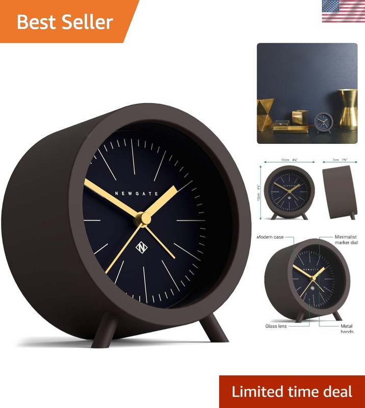 Battery-Powered Modern Retro Alarm Clock – Quiet Sweep Mechanism & Compact Size