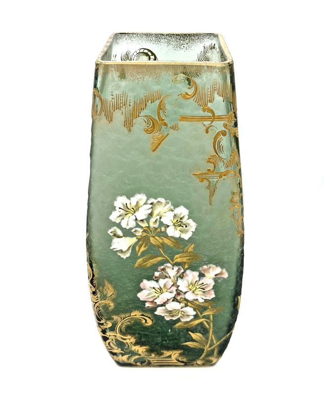 Fine Legras Mont Joye French Art Nouveau Gilt Enamel Cameo Glass Vase Li G2U