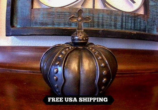 NEW Crown Hand Painted Tabletop Finial Decor, Old World, Tuscan, Royal Queen