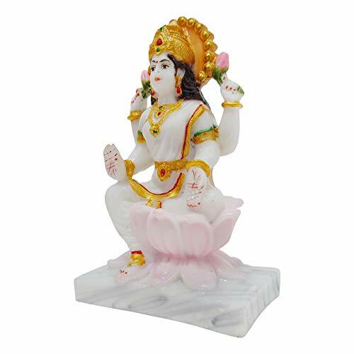 Marble Dust Maa Laxmi Goddess Lakshmi- White 6.5 Inches Idol Statue Figurine gallery