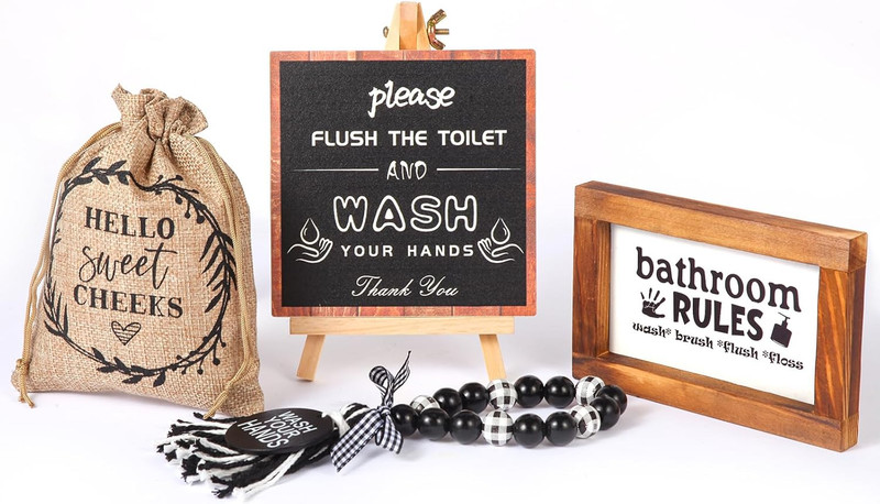 5 Pieces Funny Bathroom Signs Decor, the Perfect Mini Decorative Accent for the