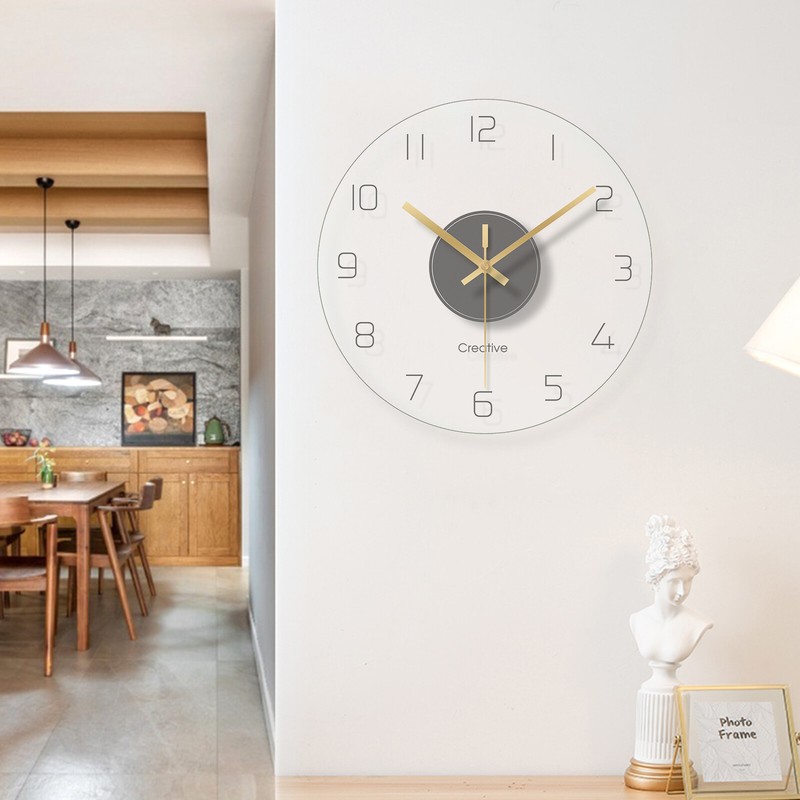 30CM Ultra-Thin Tempered Glass Wall Clock for Home and Office Decor