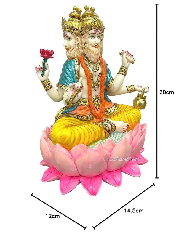 Handcrafted Brahma Dev Idol Four Faced Sculpture Figurine Statue 8'' gallery