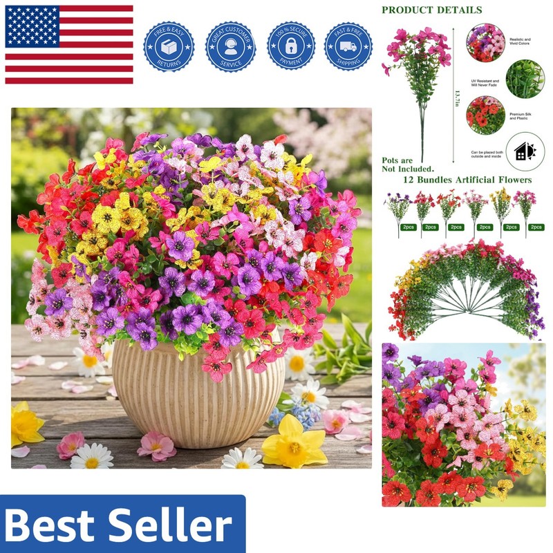 12 Count Faux Daisy Bundles – Weatherproof Floral Decor for -Round Beauty