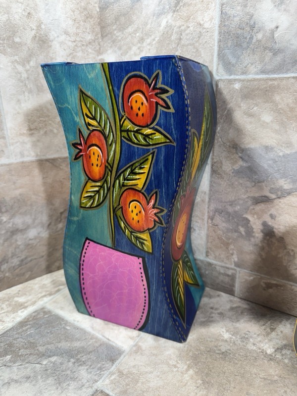ORG. KAKADU Hand Made plywood Abstract urn/vase Made in Israel (Signed)