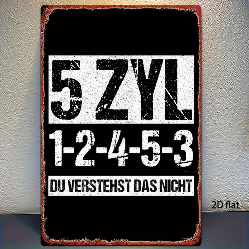 Vintage 5 Cylinder Metal Sign 8×12 Inch Rustic Wall Art