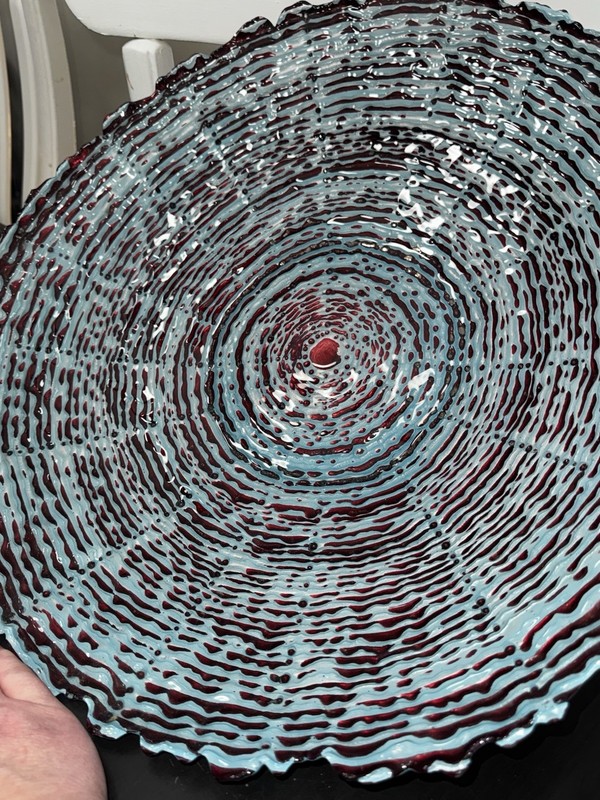 Arda Glassware Round Blue & Red Art Glass gallery