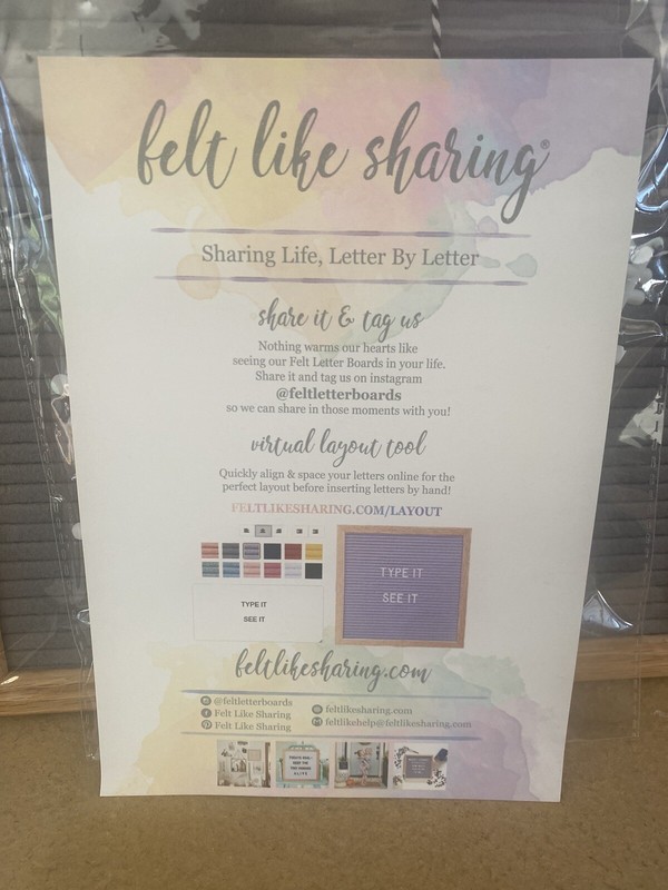 New Felt Like Sharing Letter Board, Letters & Letter Bag Oak Frame gallery