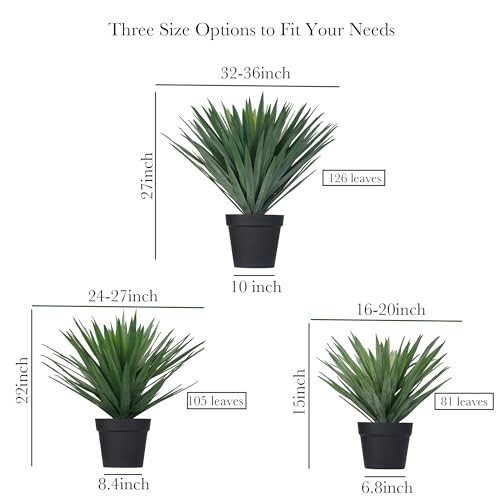 5 Inches Artificial Agave Plant for Indoor & Outdoor - Large Fake 15 inch 1 gallery