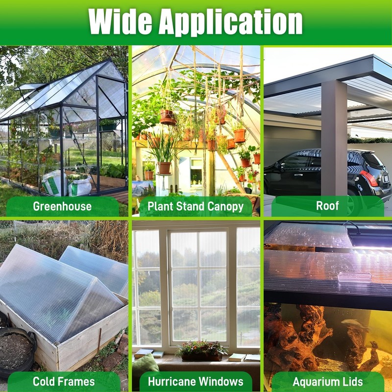 8 Pack Polycarbonate Greenhouse Panels, 8' x 4' x 0.24'' Twin-Wall Polycarbon... gallery