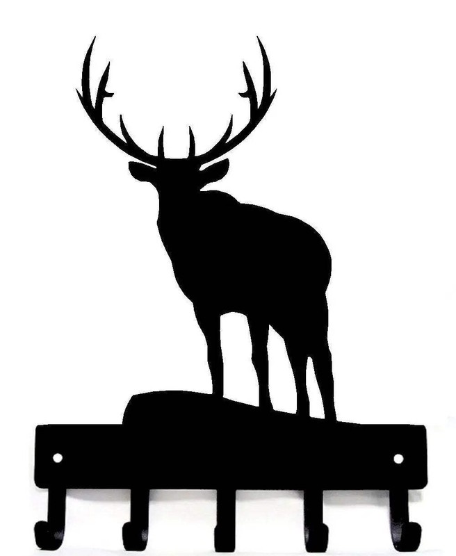 Majestic Elk Bull Key Holder with 5 Hooks – Made in the USA
